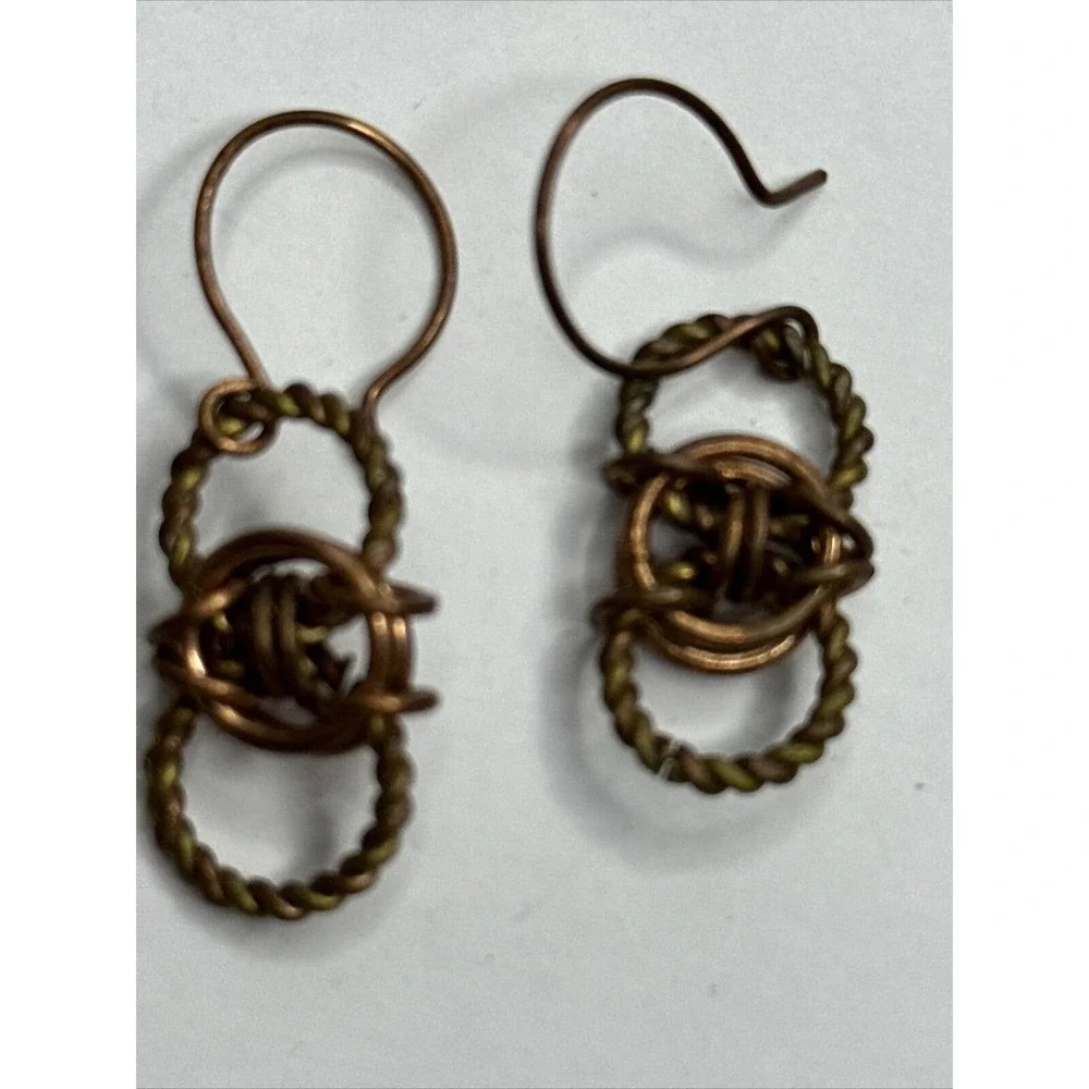 Michigan UP Copper Earrings Dangle Ring size 6.75 Trinket‎ Box Wood SET